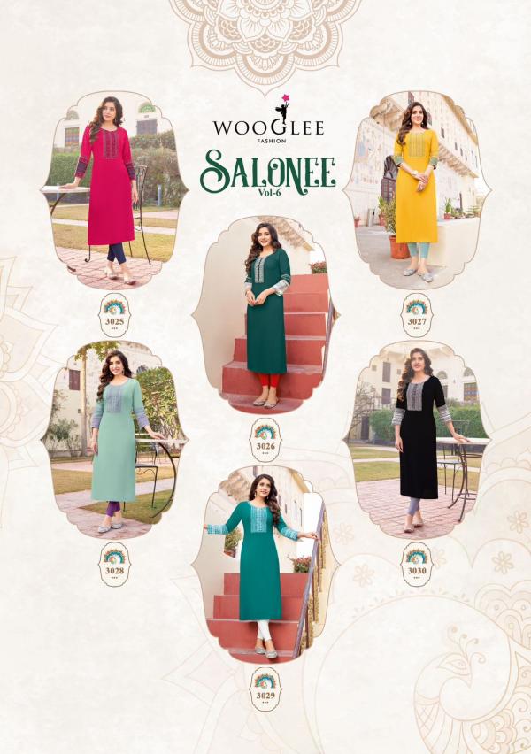 Wooglee Salonee Vol 6 Fancy Rayon Kurti Collection