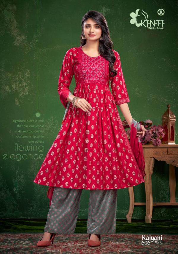 	Kinti Kalyani Vol 6 Rayon Kurti Plazo With Dupatta Collection