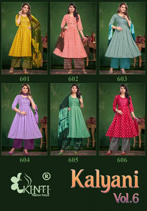 	Kinti Kalyani Vol 6 Rayon Kurti Plazo With Dupatta Collection