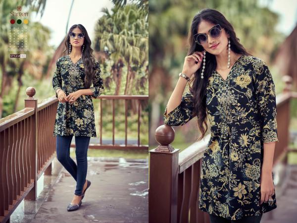 Shreen Resham Vol 5 Rayon Printed Tunic Top Collection