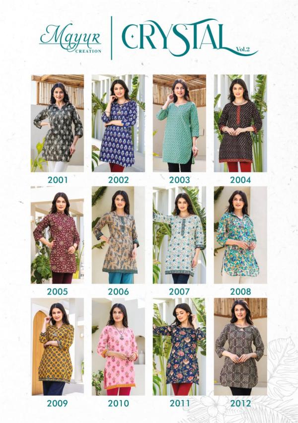 Mayur Crystal Vol 2 Fancy Printed Tunic Top Collection