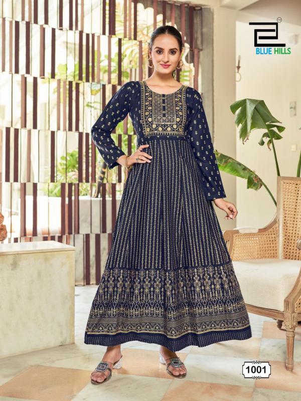 Blue Hills Inaya Rayon Anarkali Embroidered Kurti Collection