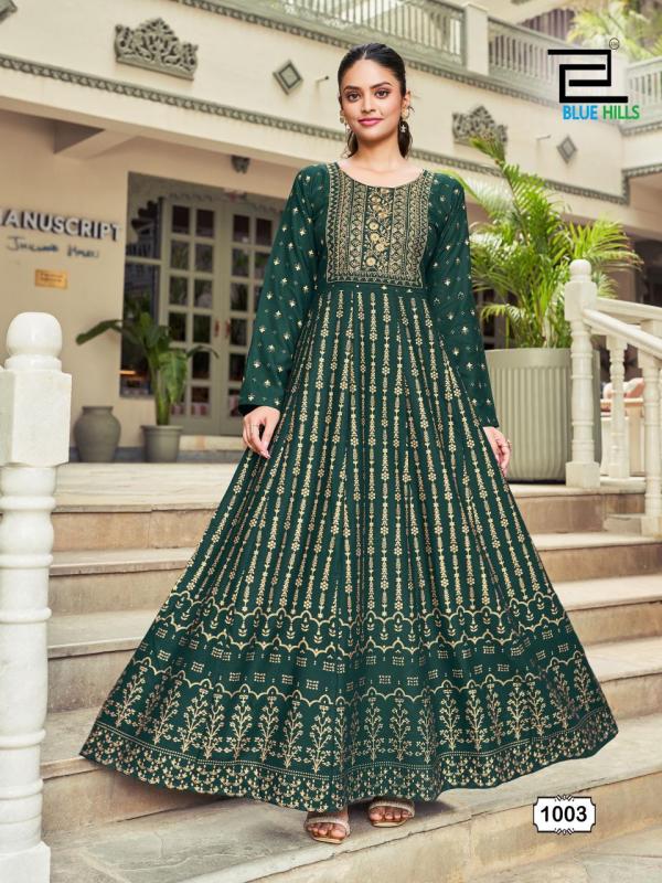 Blue Hills Inaya Rayon Anarkali Embroidered Kurti Collection