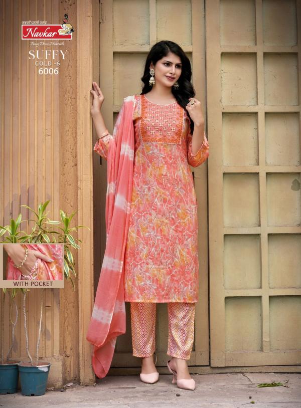 Navkar Suffy Gold 6 Rayon Foil Printed Kurti With Bottom Dupatta