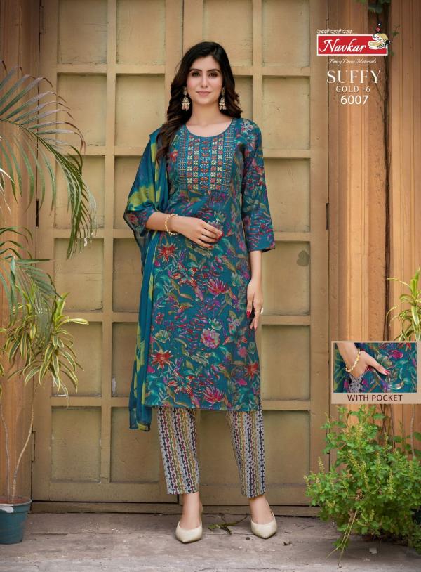 Navkar Suffy Gold 6 Rayon Foil Printed Kurti With Bottom Dupatta