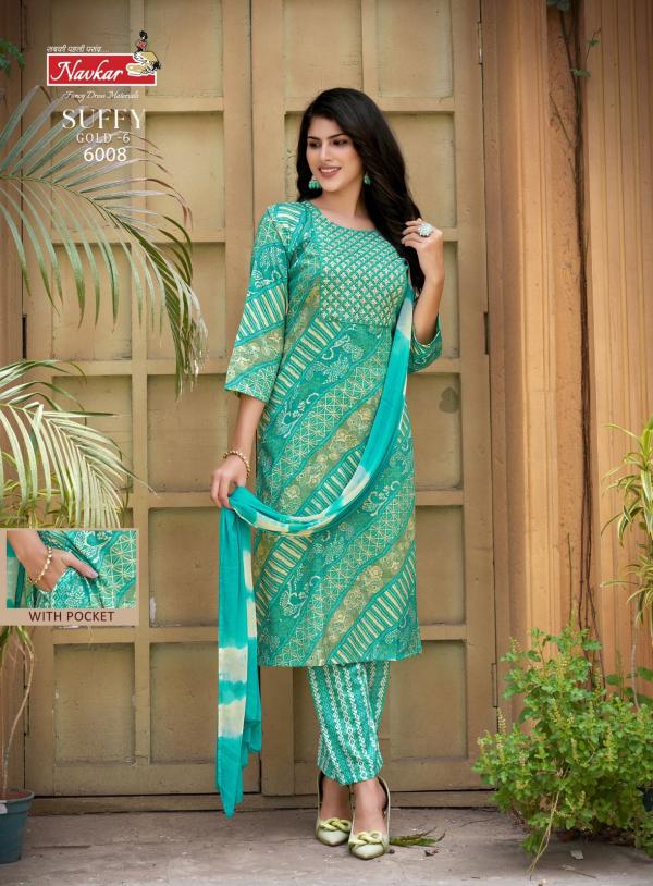 Navkar Suffy Gold 6 Rayon Foil Printed Kurti With Bottom Dupatta