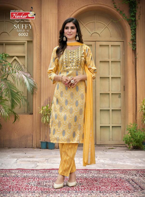 Navkar Suffy Gold 6 Rayon Foil Printed Kurti With Bottom Dupatta