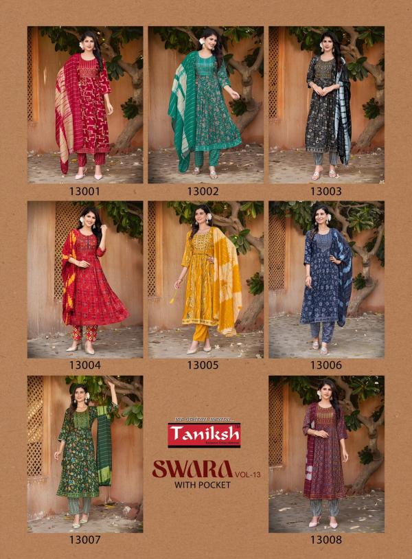 Taniksh Swara Vol 13 Rayon Printed Kurti Bottom With Dupatta