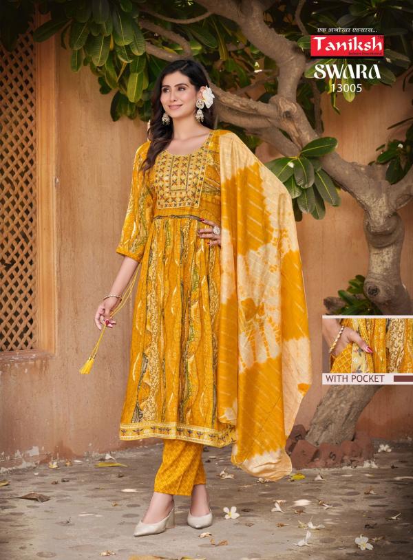 Taniksh Swara Vol 13 Rayon Printed Kurti Bottom With Dupatta