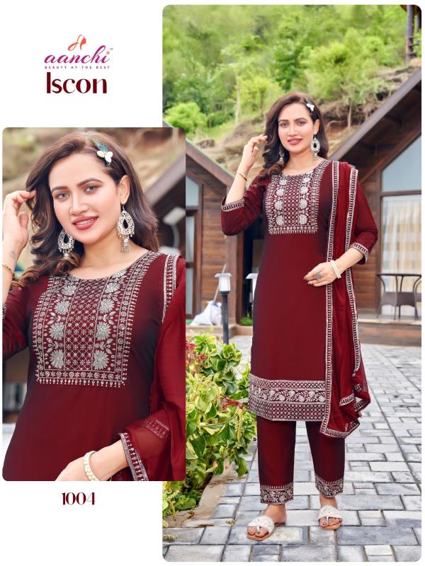 Aanchi Iscon Silk Kurti Bottom With Dupatta Collection