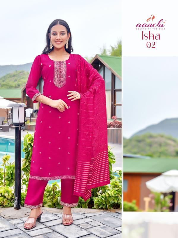 Aanchi Isha Roman Silk Kurti Bottom With Dupatta Collection