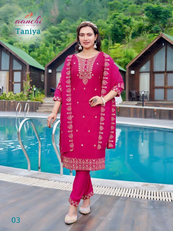 Aanchi Taniya Roman Silk Kurti Bottom With Dupatta Collection