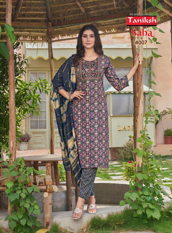 Taniksh Saba Vol 4 Rayon Foil Printed Kurti Bottom With Dupatta