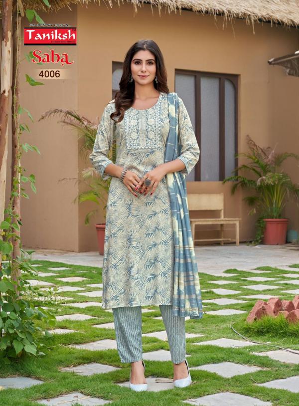 Taniksh Saba Vol 4 Rayon Foil Printed Kurti Bottom With Dupatta