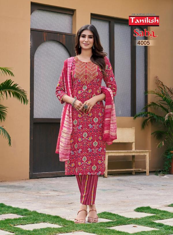 Taniksh Saba Vol 4 Rayon Foil Printed Kurti Bottom With Dupatta