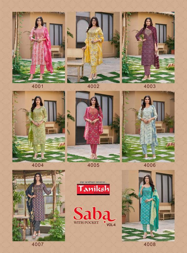 Taniksh Saba Vol 4 Rayon Foil Printed Kurti Bottom With Dupatta