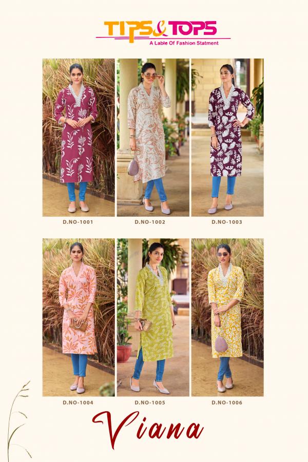 Tips And Tops Viana Rayon Printed Kurti Collection