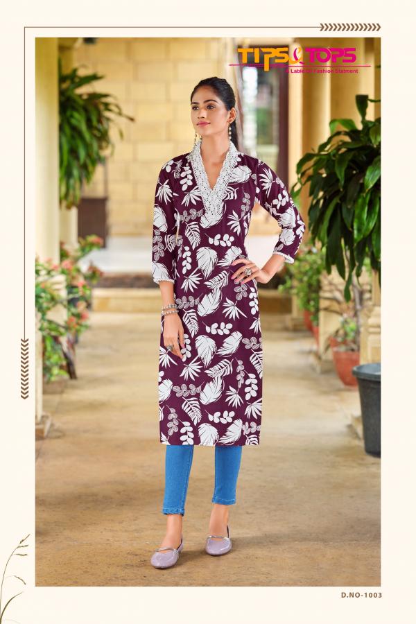 Tips And Tops Viana Rayon Printed Kurti Collection