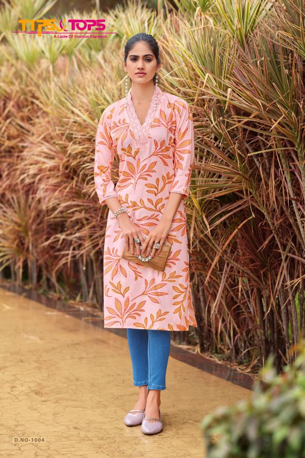 Tips And Tops Viana Rayon Printed Kurti Collection