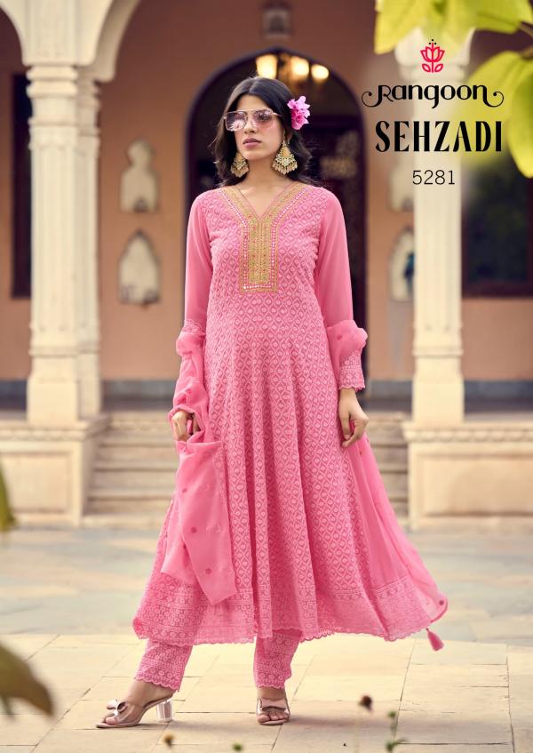 Rangoon Sehzadi Sifli Georgette Kurti Bottom With Dupatta Collection