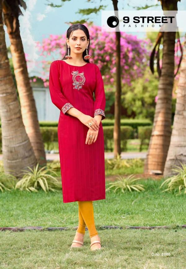 9 Street Aaradhya Rayon Weaving Kurti Collection