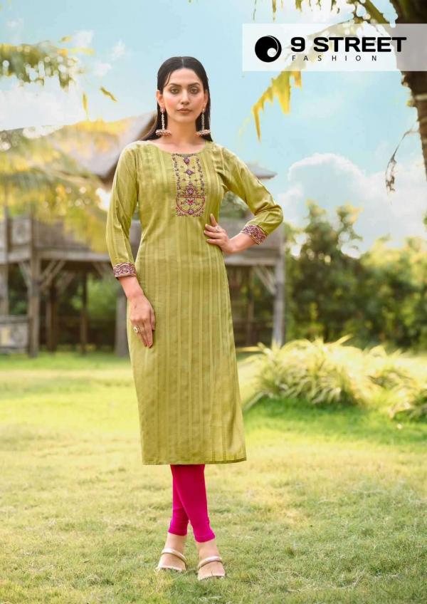 9 Street Aaradhya Rayon Weaving Kurti Collection