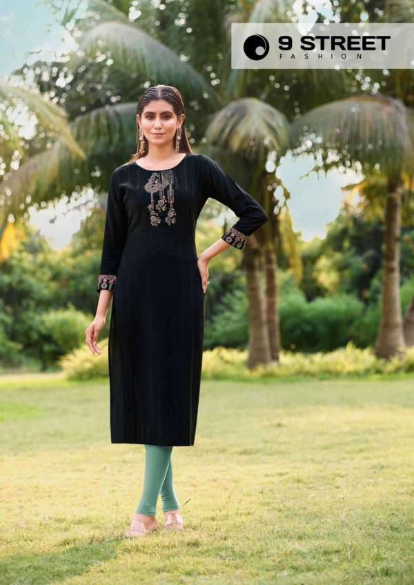 9 Street Aaradhya Rayon Weaving Kurti Collection