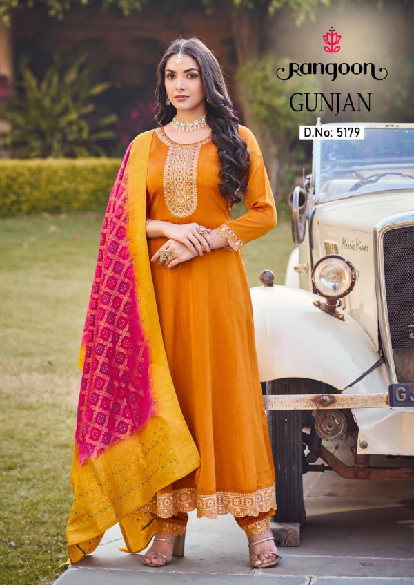 Rangoon Gunjan Silk Embroidery Kurti Bottom With Dupatta