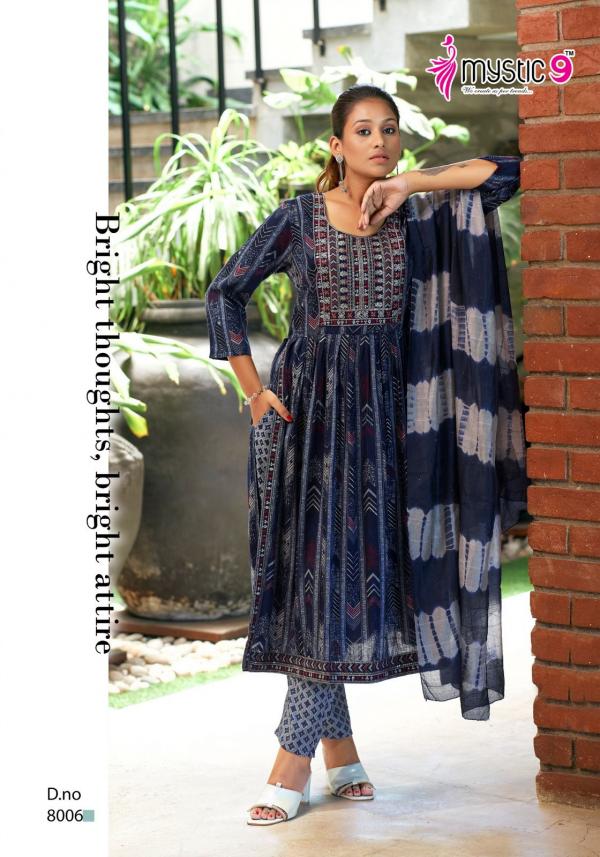 Mystic 9 Sara Vol 8 Rayon Kurti Bottom With Dupatta Collection