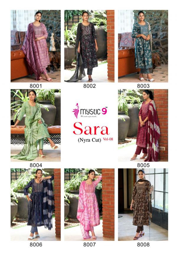 Mystic 9 Sara Vol 8 Rayon Kurti Bottom With Dupatta Collection