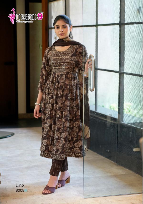 Mystic 9 Sara Vol 8 Rayon Kurti Bottom With Dupatta Collection