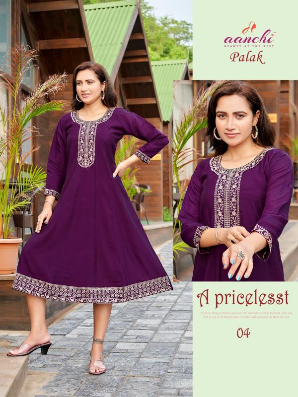 Aanchi Palak Roman Silk Embroidered Kurti Collection