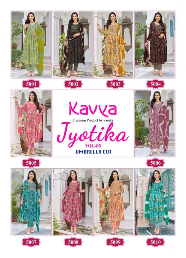 Kavya Jyotika Vol 5 Capsule Foil Printed Kurti Bottom With Dupatta