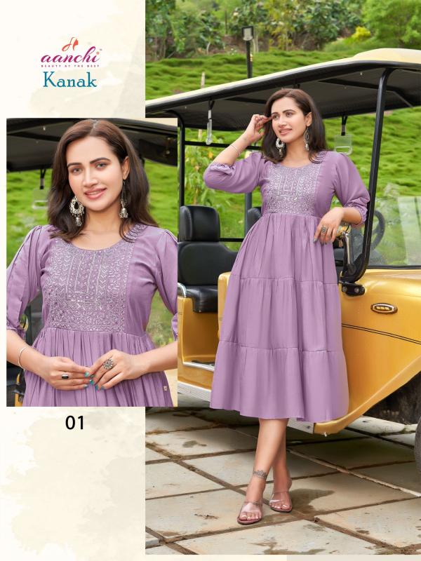 Aanchi Kanak Roman Silk Embroidered Kurti Collection