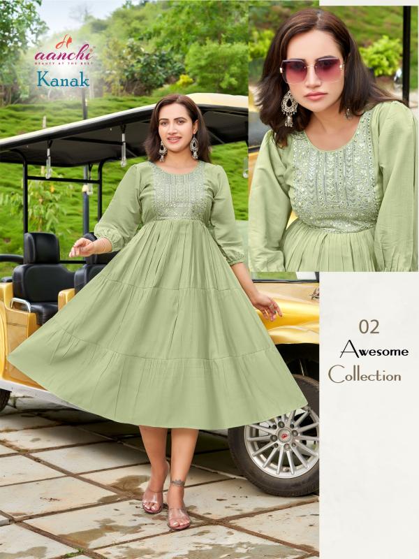 Aanchi Kanak Roman Silk Embroidered Kurti Collection