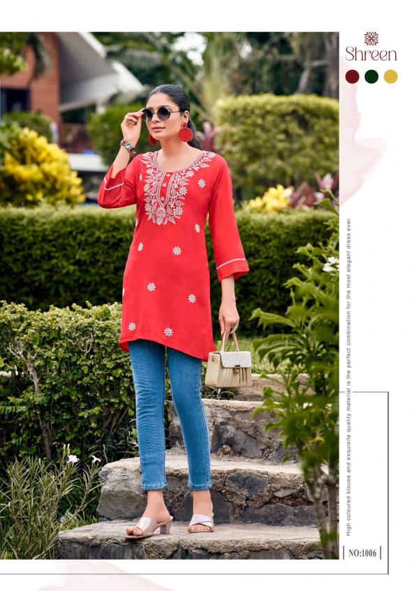 Shreen Fusion Rayon Lucknowi Work Fancy Top Collection