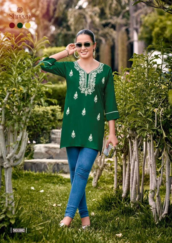 Shreen Fusion Rayon Lucknowi Work Fancy Top Collection