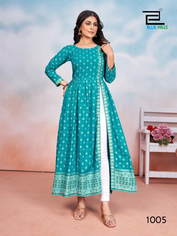 Blue Hills Tauba Tauba Rayon Side Cut Kurti Collection