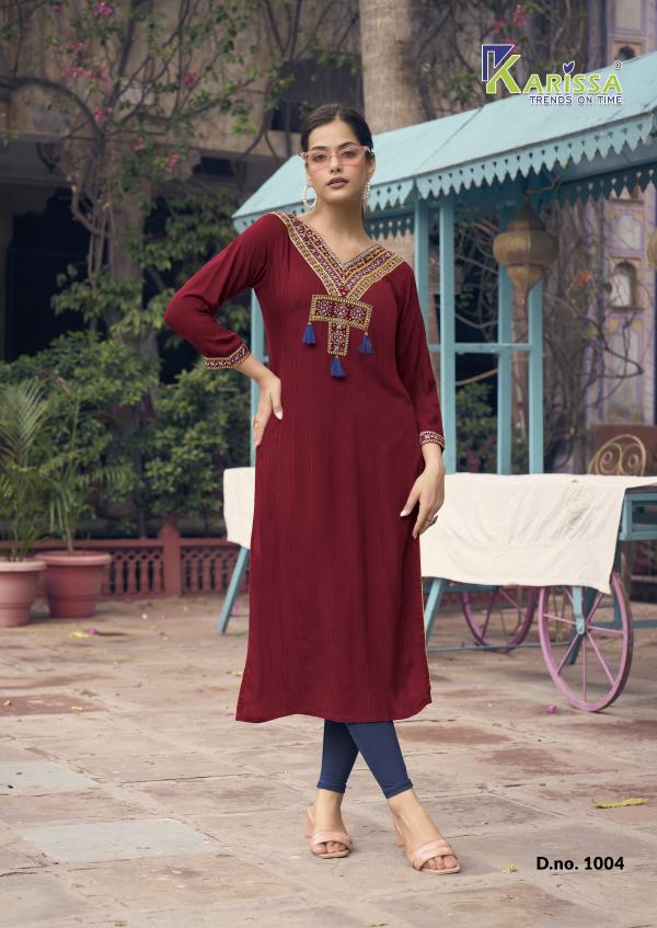 Karissa Charvee Rayon Weaving Fancy Kurti Collection