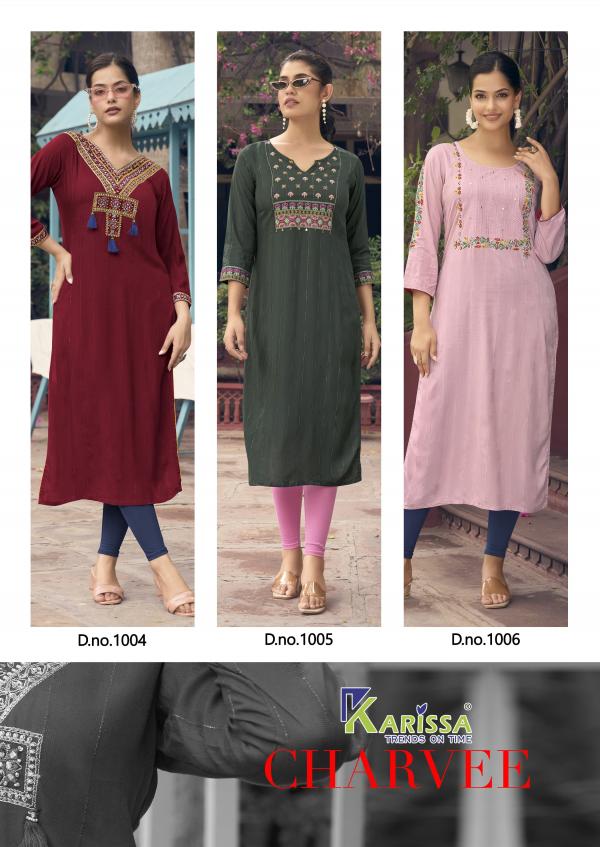 Karissa Charvee Rayon Weaving Fancy Kurti Collection