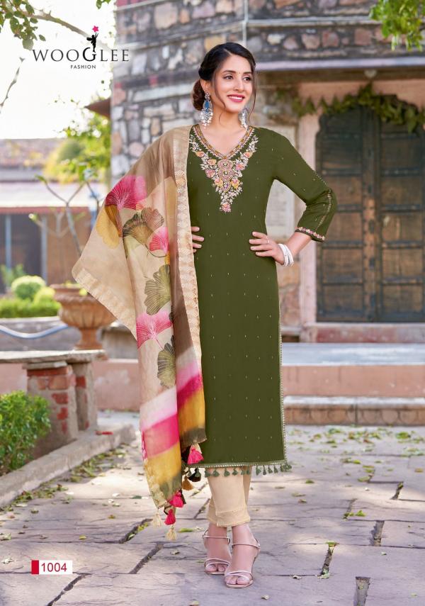 Wooglee Lamha Rayon Weaving Kurti Pant With Dupatta Collection