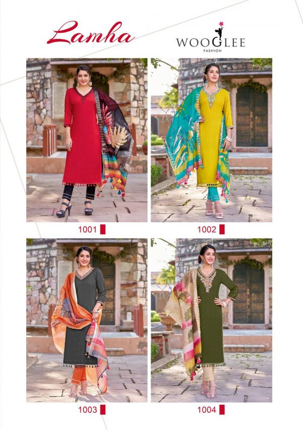 Wooglee Lamha Rayon Weaving Kurti Pant With Dupatta Collection