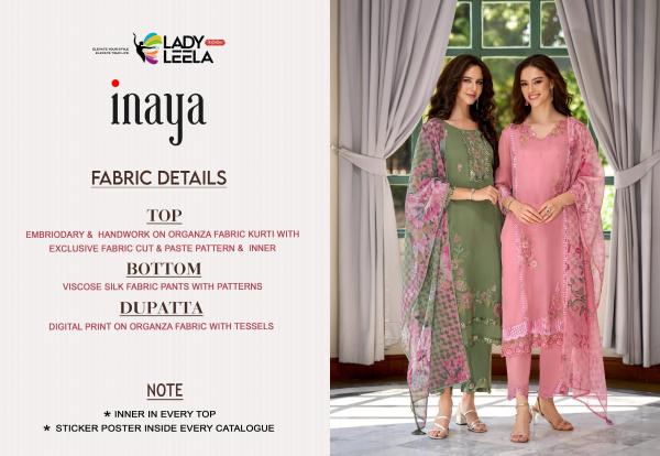 Lady Leela Inaya Organza Kurti Pant With Dupatta Collection