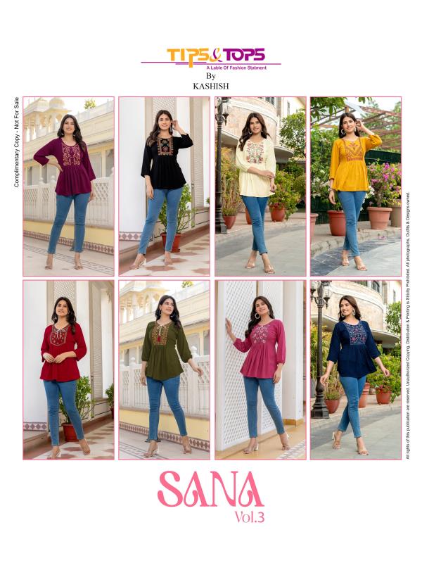 Tips And Tops Sana Vol 3 Rayon Fancy Tops Collection