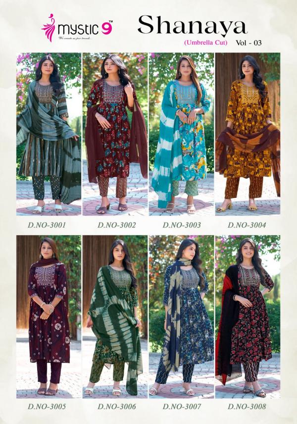 Mystic 9 Shanaya Vol 03 Foil Printed Kurti Bottom With Dupatta