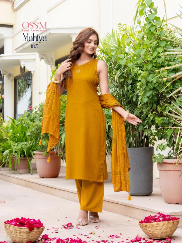 Ossm Mahiya Cotton Kurti Bottom With Dupatta Collection