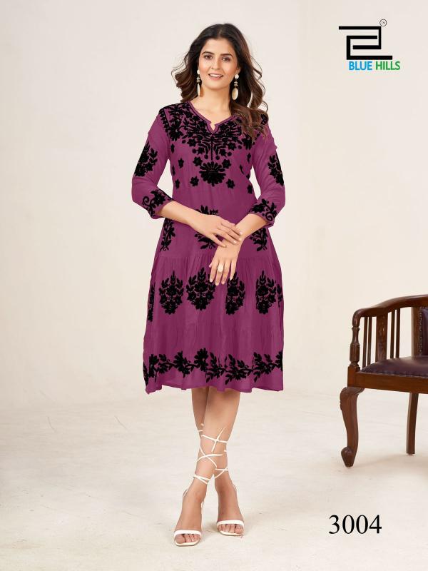 Blue Hills Kiara Black Rayon Lucknowi Work Kurti Collection