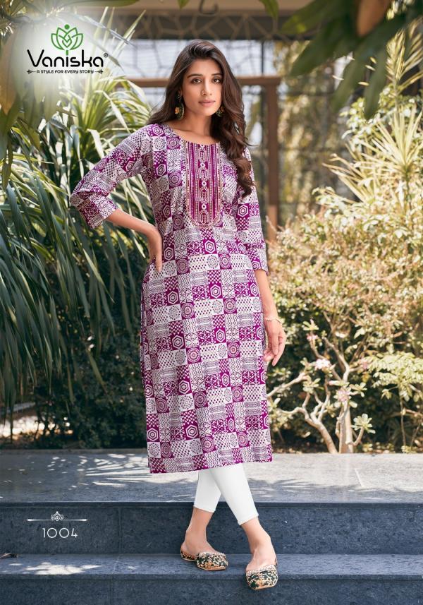 Vaniska Charming Vol 1 Rayon Foil Printed Kurti Collection