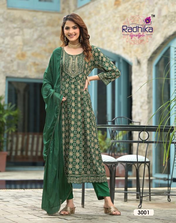 Radhika Anarkali Vol 3 Rayon Kurti Pant With Dupatta Collection