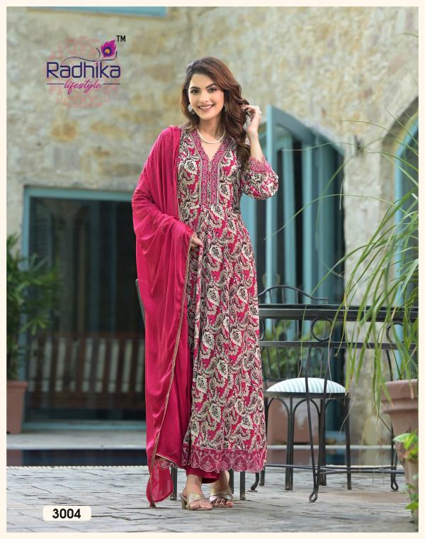 Radhika Anarkali Vol 3 Rayon Kurti Pant With Dupatta Collection